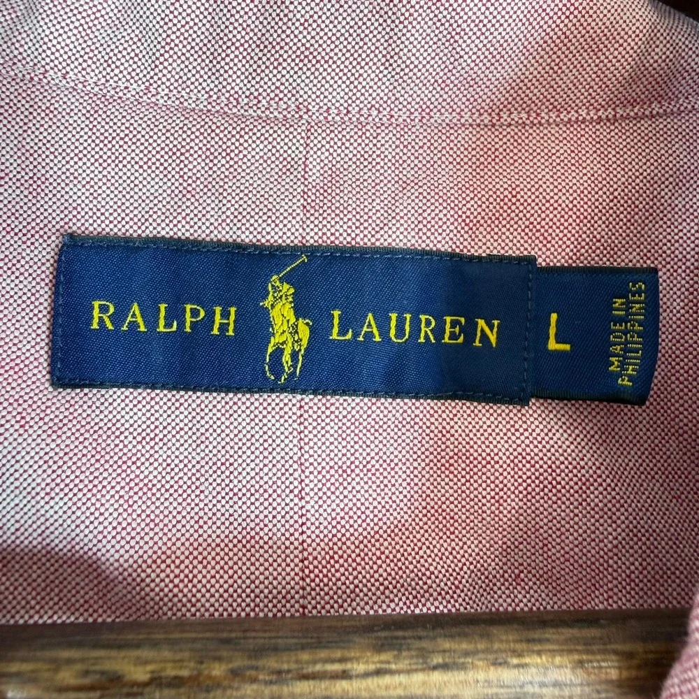 Polo Ralph Lauren Mens Pink Oxford Button Down Shirt Large Long Sleeve Pony Logo